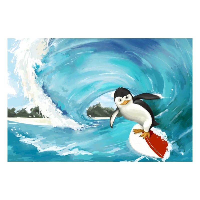 Affiche de pingouin de surf