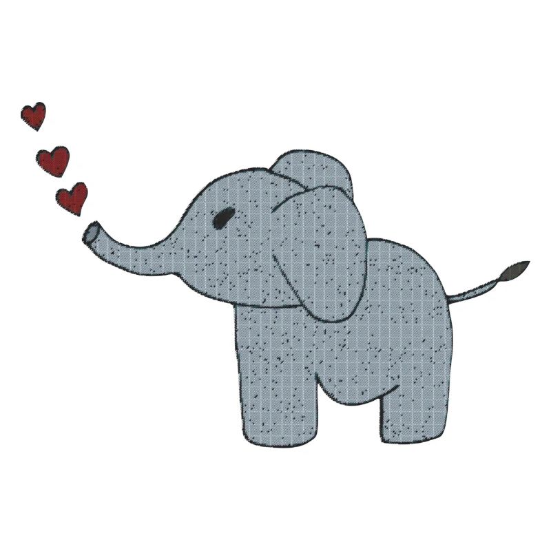 Tissu éléphant avec cœurs