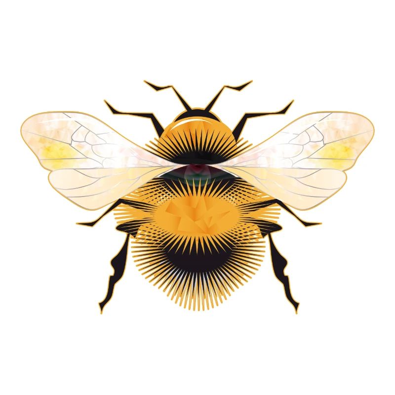 stylized bumblebee with iridescent wings