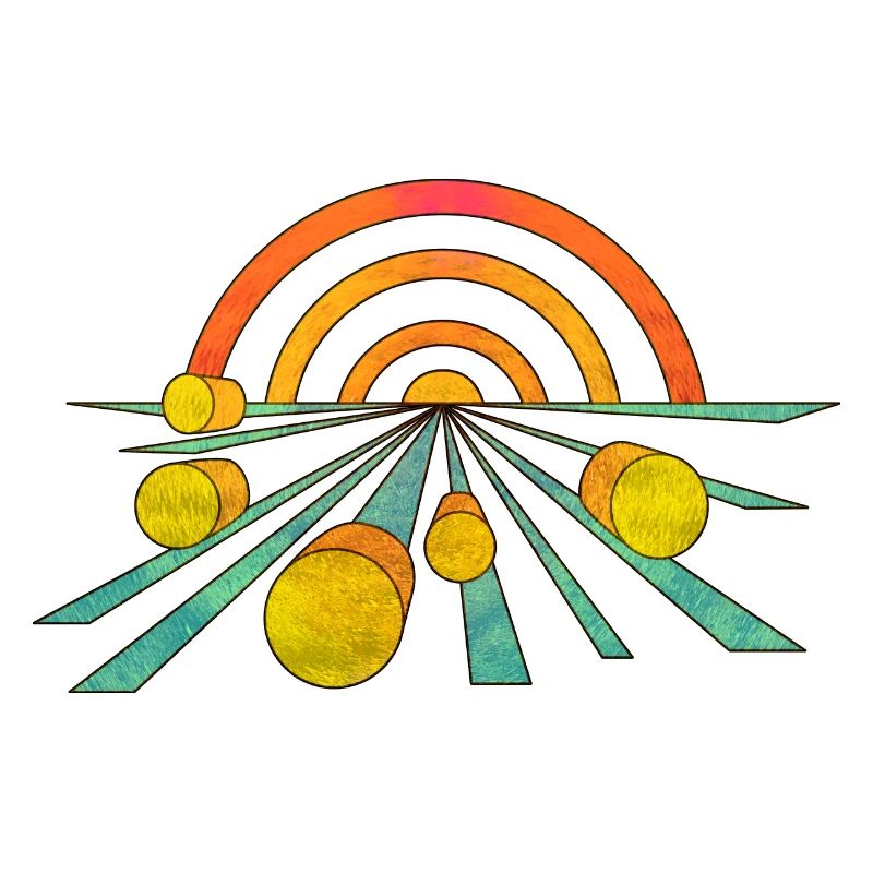 Illustration de champ de paysage de foin rétro cool