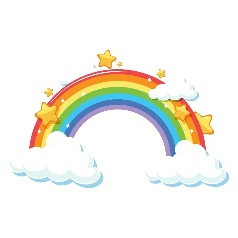 Arc arc-en-ciel avec nuages et étoiles
