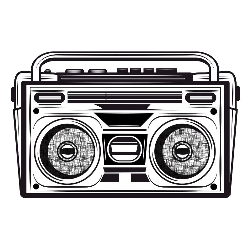 Cassette recorder in 80s stencil look