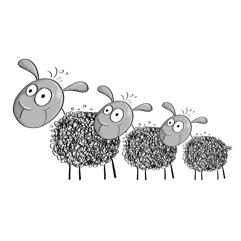 Three wool sheep - sheep cartoon