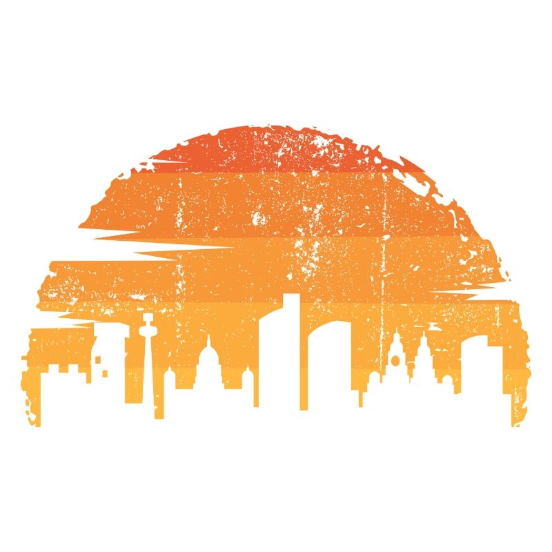 Sunset City Skyline Silhouette