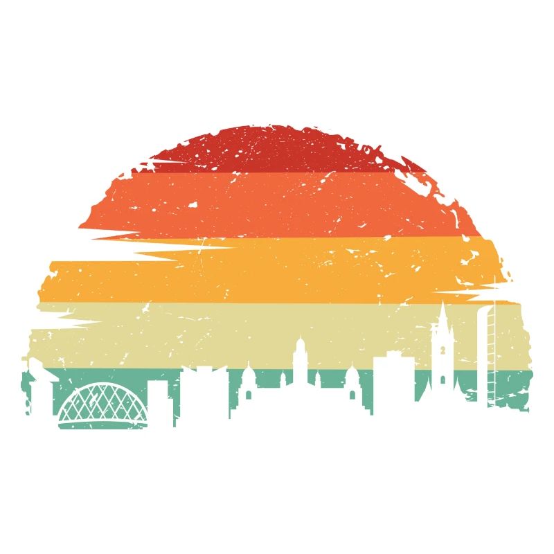 Retro Sunset Skyline Cityscape