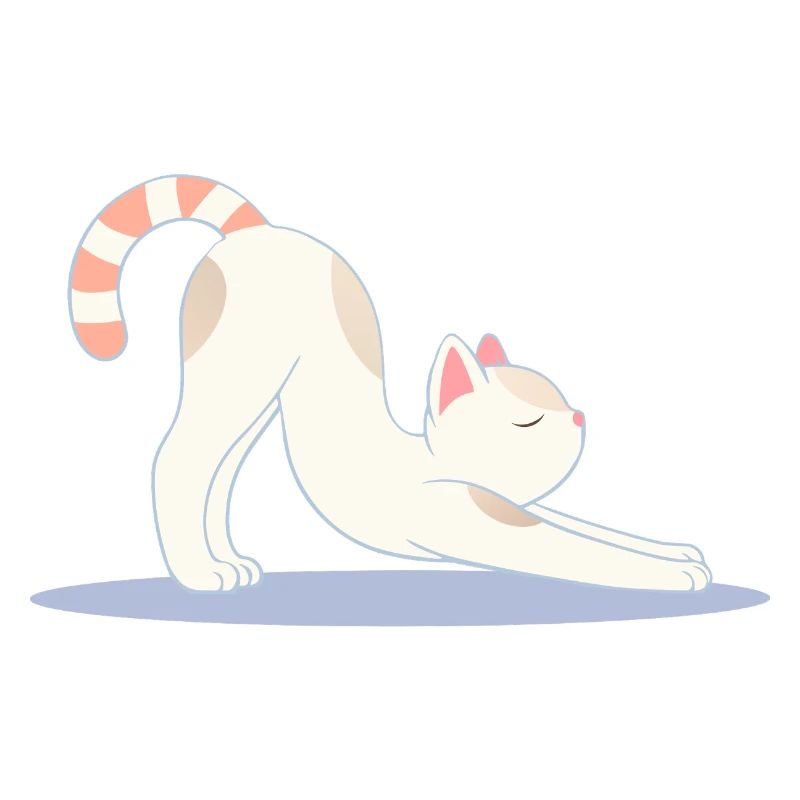 chat mignon dans une pose d’étirement de yoga classique