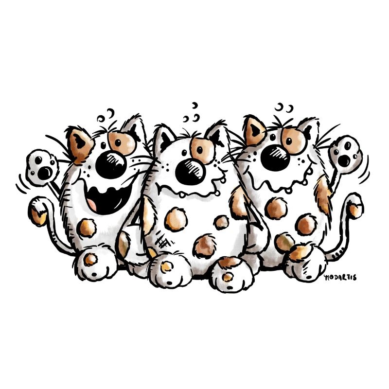 Drei dicke Katzen - Katze - Cat - Comic