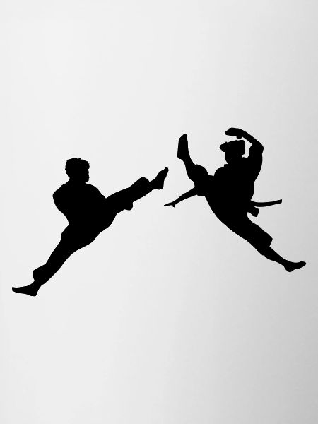 Zwei fliegende Karate-Kick oder Teakwondo-Kick