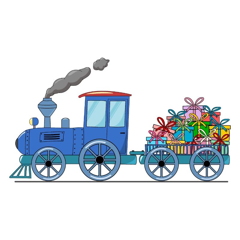 Kinderzug Eisenbahn mit Anhänger in blau