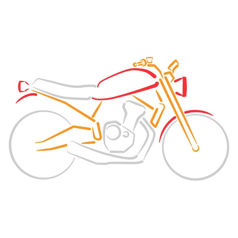 Moto Classique Bike Contours Multicolore