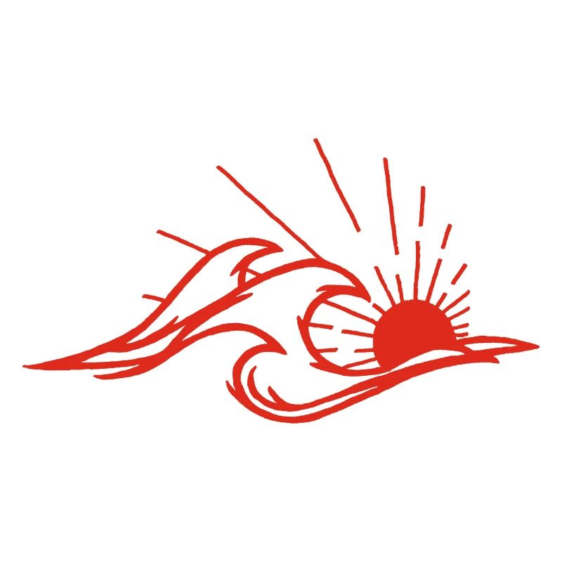 Les vagues et le soleil rouge