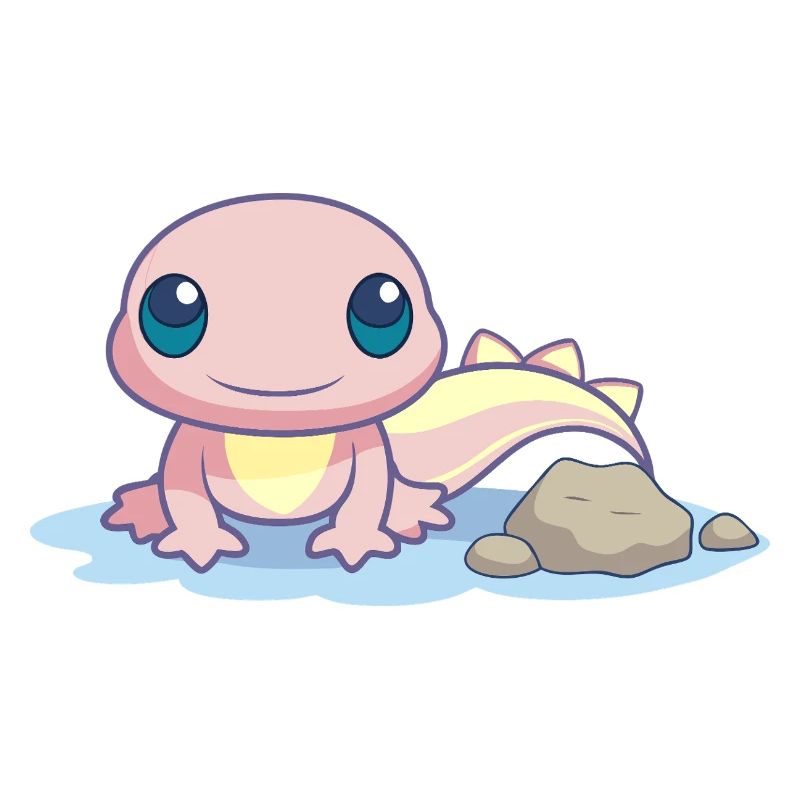 Kleiner rosa Salamander am Ufer