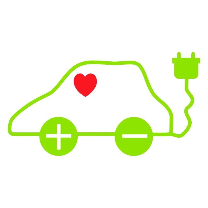 Green E-Car Heart Design