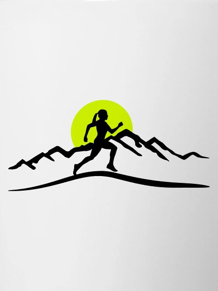 Running Woman, Runner & Mountains & Sun