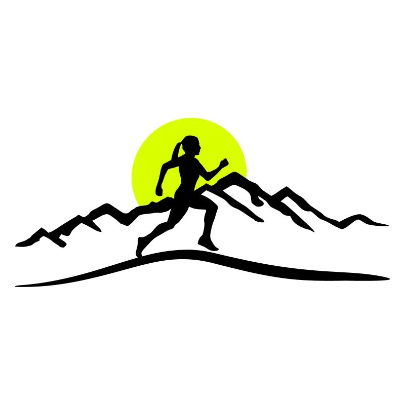 Running Woman, Runner & Mountains & Sun