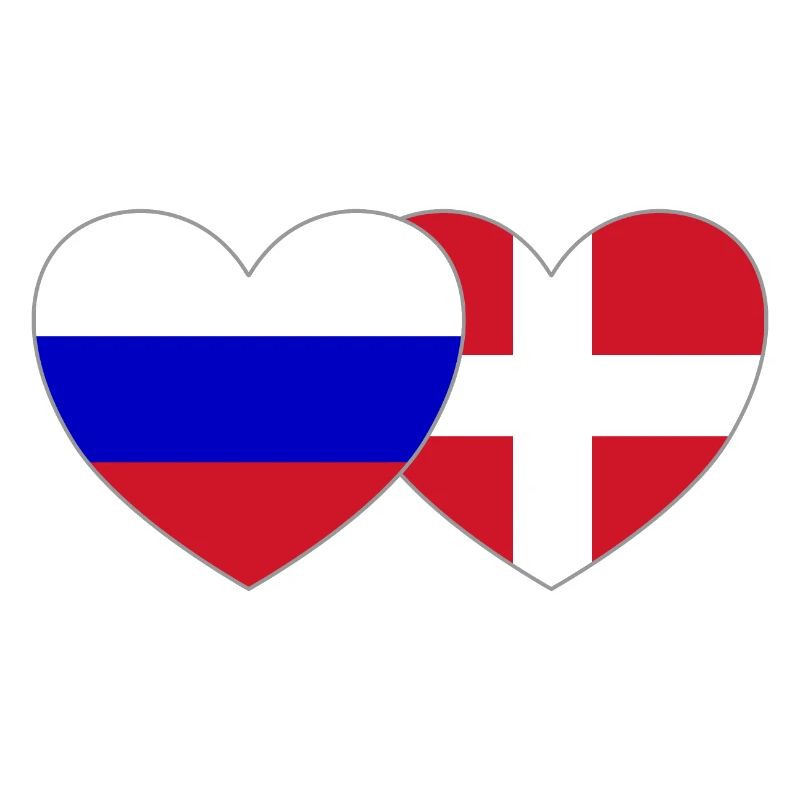 Russie Danemark Flag Coeur
