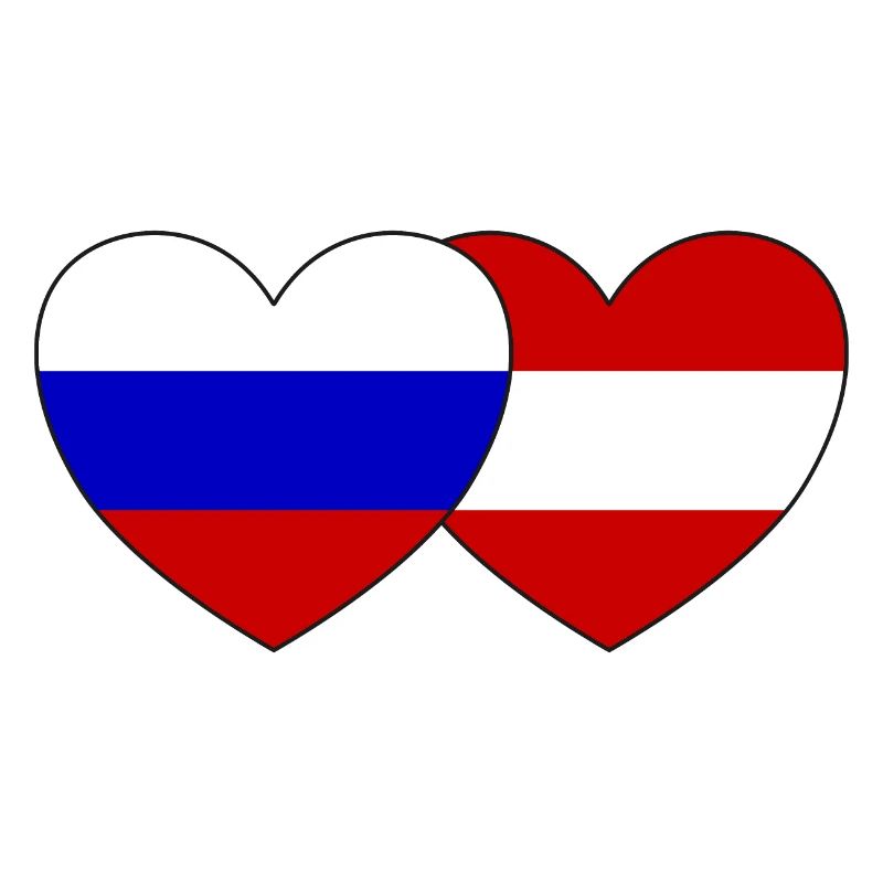 Russie Autriche Flag Coeur