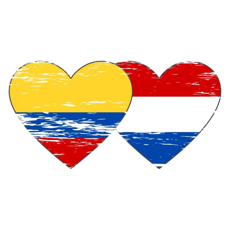 Colombie Hollande drapeau coeur utilisé