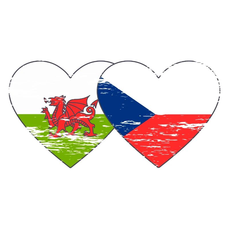 Pays de Galles République tchèque drapeau coeur utilisé