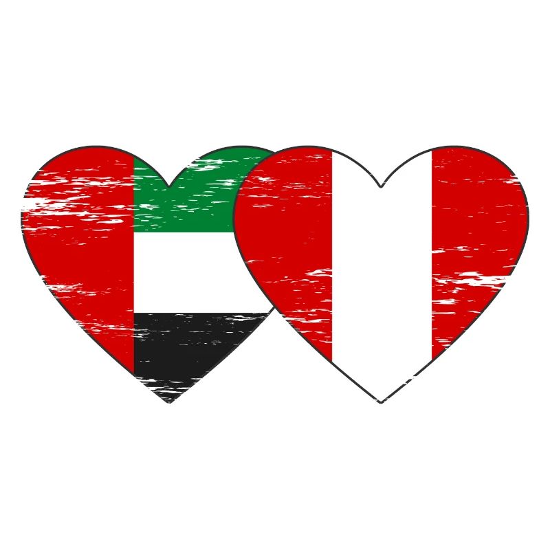 Émirats arabes unis Pérou Drapeau coeur utilisé