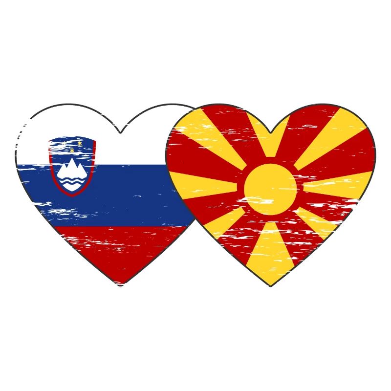 Slovénie Macédoine drapeau coeur utilisé