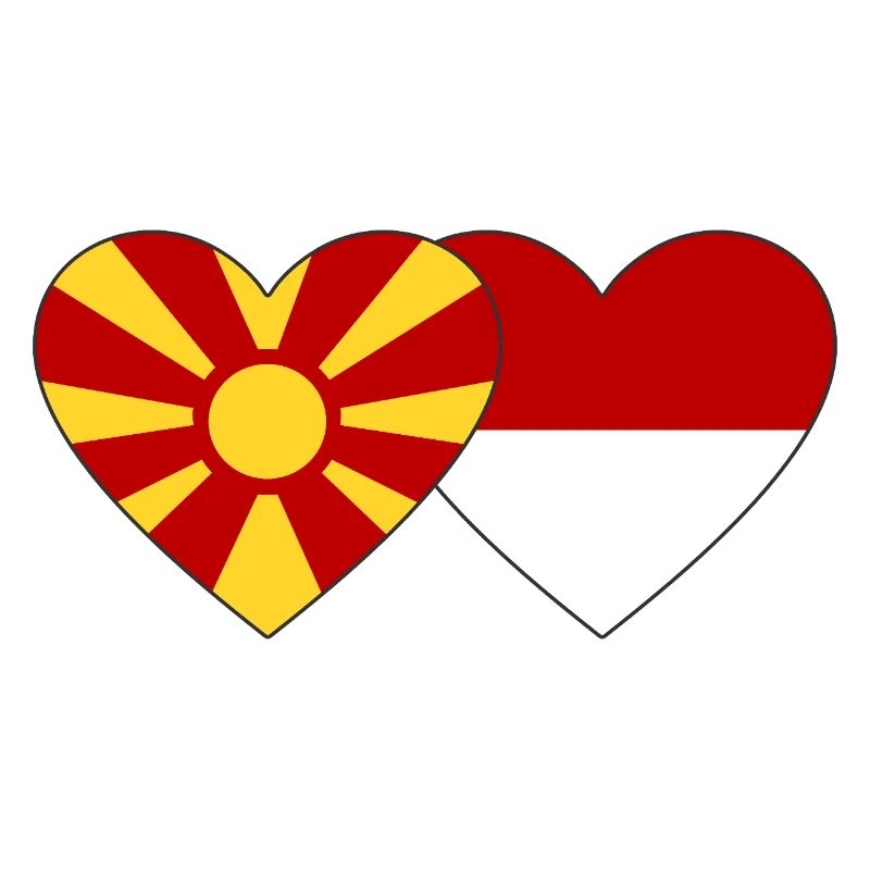 Macédoine Indonésie Drapeau Coeur
