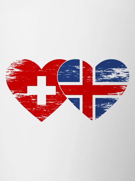 Switzerland Iceland Flag Heart used