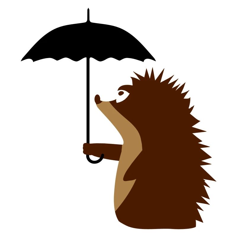 A hedgehog with an umbrella