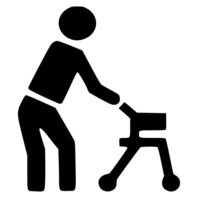 Behinderte Person hinter Rollator #