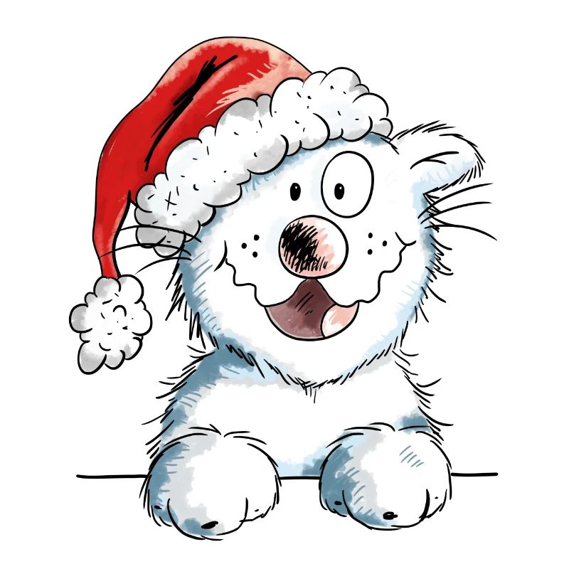 Neugierige Weihnachtskatze - Katze - Geschenk