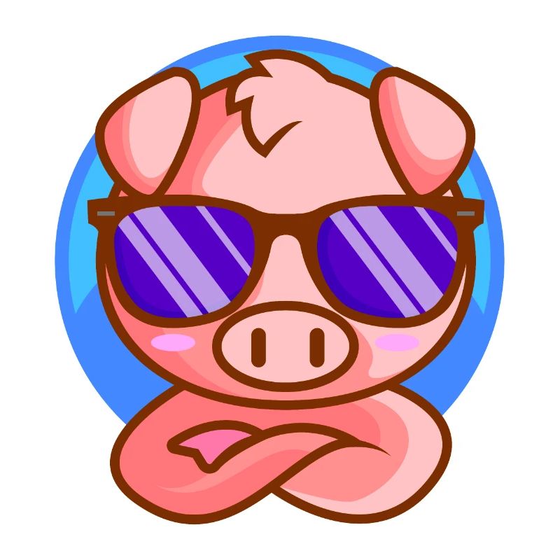 Little piglet with sunglasses