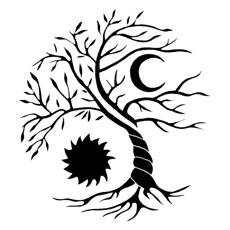 Baum des Lebens schwarze Sonne und Mond