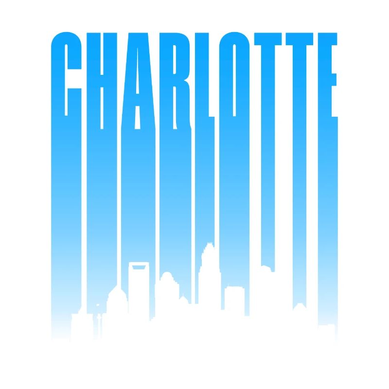 Charlotte Skyline Typo Blau Gradient