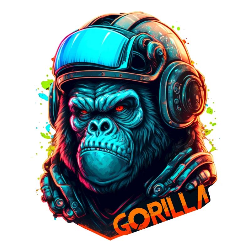 Gorille astronaute néon casque