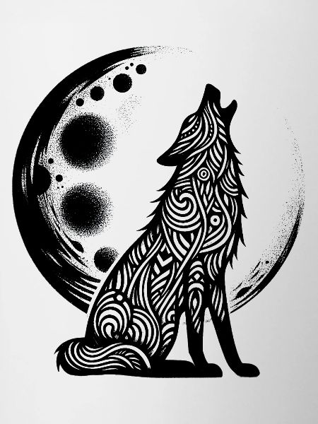 Wolf howls at the moon