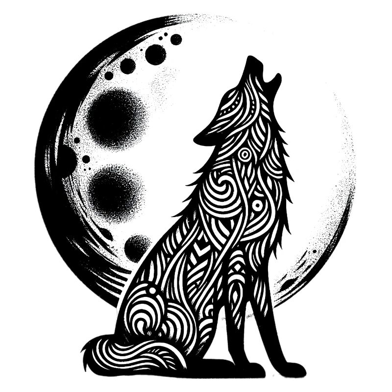 Wolf heult den Mond an