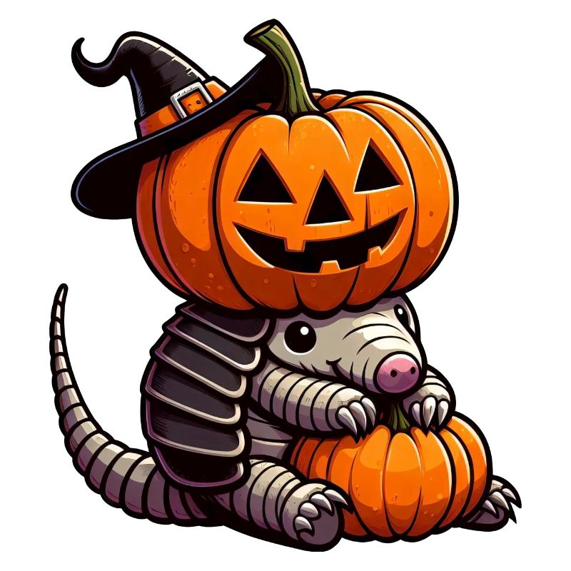 Mignon Halloween Armadillo Sorcière Citrouille