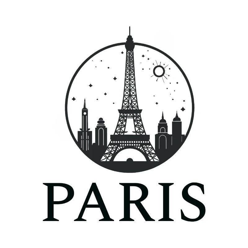 Silhouette de la tour Eiffel de Paris en cercle