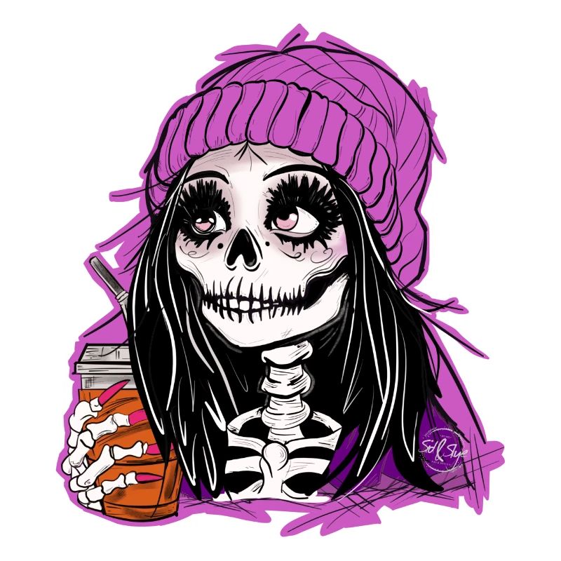 Fille squelette en sweat à capuche violet