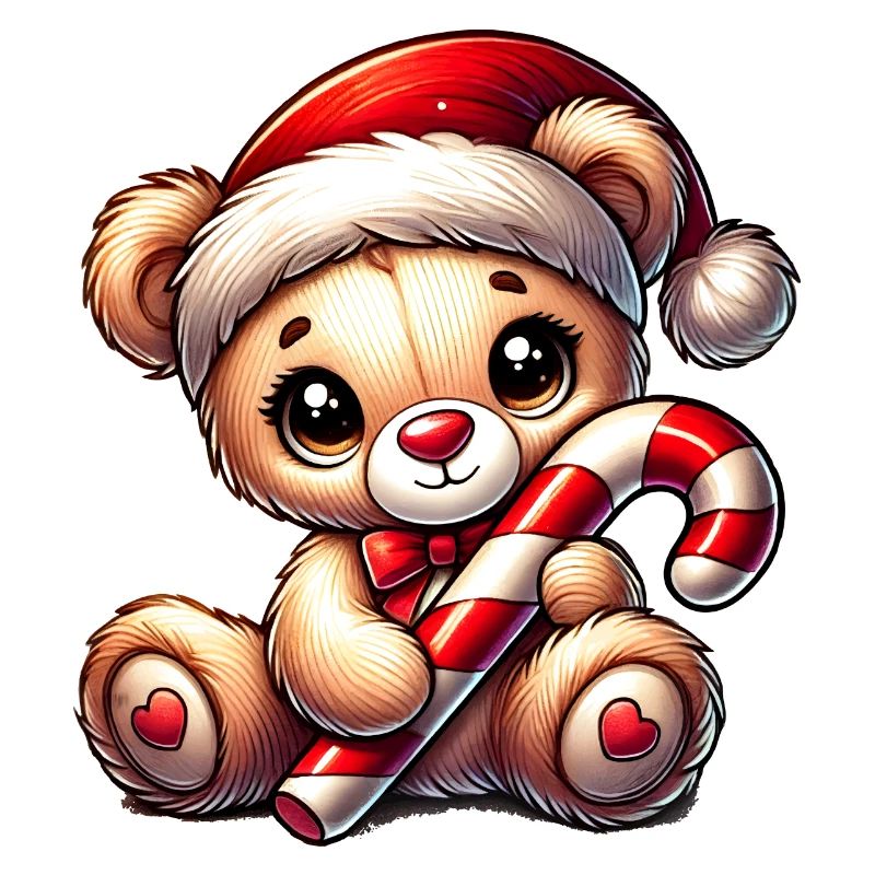 Teddy bear with candy cane – Sweet Christmas design