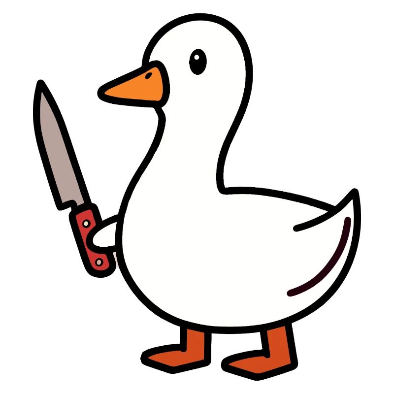 Weiße Gans Ente Entchen Messer Verteidigung Abwehr
