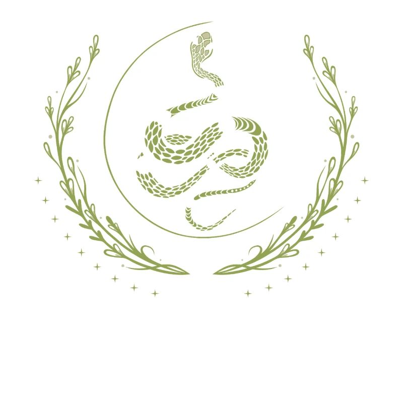 Serpent avec croissant de lune et cristaux