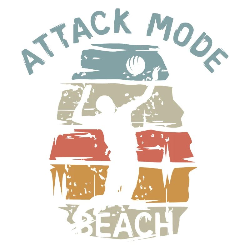 attack mode beach - vintage volleyball player
