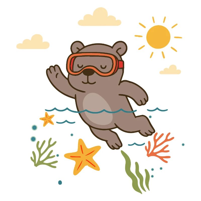 Plongée en apnée avec les ours dans la mer