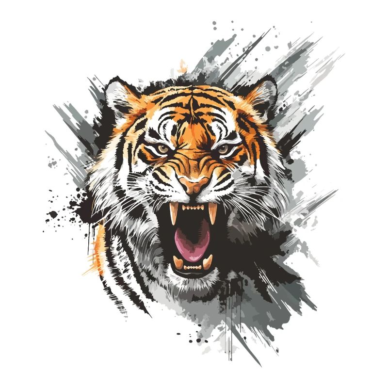 Tiger Head Predator Nature Wilderness Splash