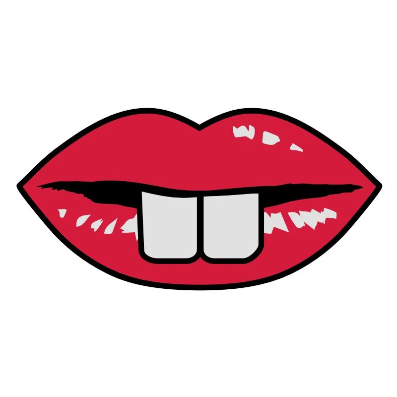 Buck teeth and red lips