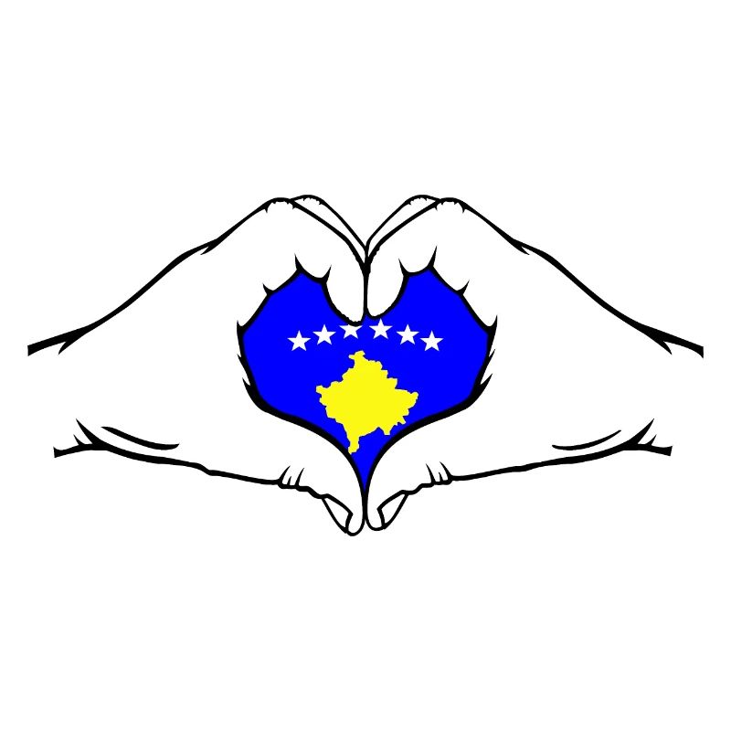 Drapeau du Kosovo Mains Forme De Coeur