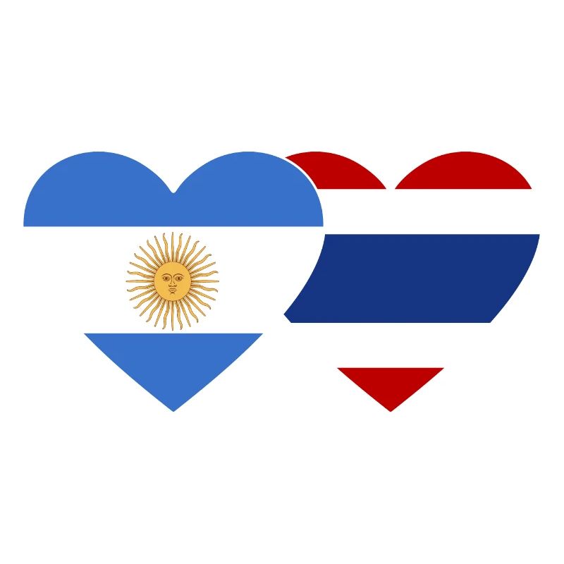 Argentine Thaïlande Drapeau Coeur