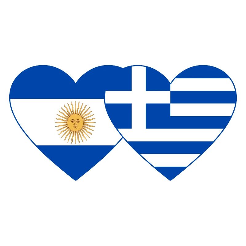 Argentine Grèce Drapeau Coeur