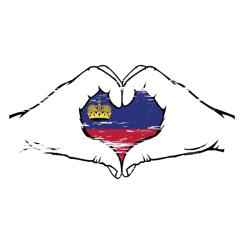 Drapeau du Liechtenstein en forme de coeur utilisé